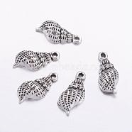 Tibetan Style Alloy Whelk/Conch Shell Pendants, Cadmium Free & Lead Free, Antique Silver, 19.3x10x4mm, Hole: 2mm, about 555pcs/500g(TIBEP-Q043-226-RS)