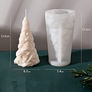3D Christmas Tree DIY Silicone Candle Molds, Aromatherapy Candle Moulds, Scented Candle Making Molds, White, 7.4x13.3cm(PW-WG47450-03)