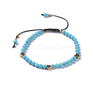 Synthetic Turquoise Braided Beaded Bracelets, with Brass Beads and Nylon Thread, 2-1/8 inch(5.4cm)~3-1/8 inch(8cm)(BJEW-JB04215-05)