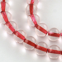 Color Inside Spray Painted Glass Bead Strands, Round, Red, 10mm, Hole: 1.3~1.6mm, about 82pcs/strand, 32.2 inch(DGLA-R050-10mm-56)