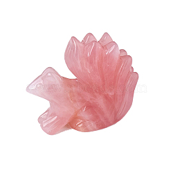 Natural Rose Quartz Carved Healing Nine-tailed Fox Figurines, Reiki Energy Stone Display Decorations, 55~60x50mm(PW-WG70170-01)