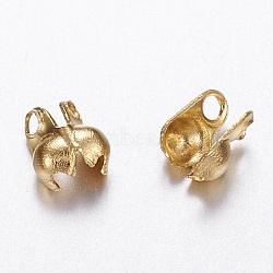 Ion Plating(IP) 304 Stainless Steel Bead Tips, Calotte Ends, Clamshell Knot Cover, Golden, 6x4mm, Hole: 1.5mm(X-STAS-N0007-01G)