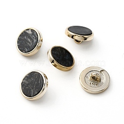 Resin Shank Buttons, with Plating Plastic Findings, 1-Hole, Flat Round, Black, 17.5~18x8.5mm, Hole: 3mm(FIND-WH0147-37G)