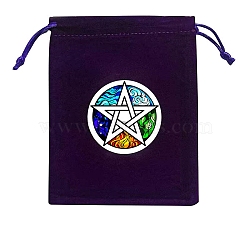 Velvet Jewelry Storage Drawstring Pouches, Rectangle Jewelry Bags, for Witchcraft Articles Storage, Star, 15x12cm(WICR-PW0007-05G)