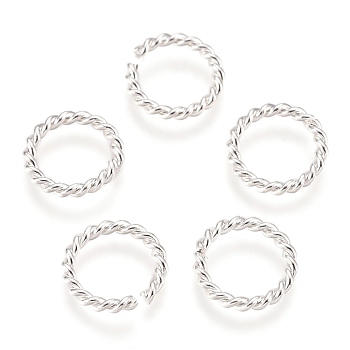 304 Stainless Steel Jump Rings, Open Jump Rings, Twisted, Silver, 10x1.5mm, Inner Diameter: 7mm