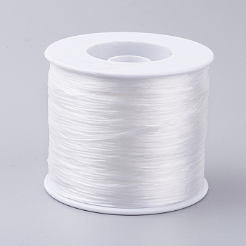 Korean Flat Elastic Crystal String, Elastic Beading Thread, for Stretch Bracelet Making, White, 0.5mm, about 546.8 yards(500m)/roll