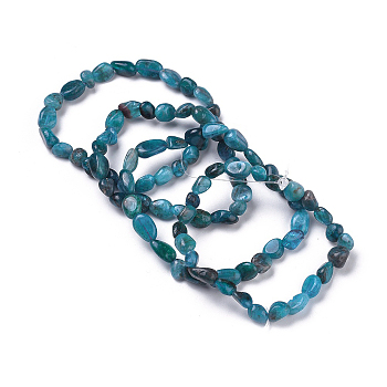 Natural Apatite Bead Stretch Bracelets, Tumbled Stone, Nuggets, Inner Diameter: 2~2-1/4 inch(5.2~5.6cm)