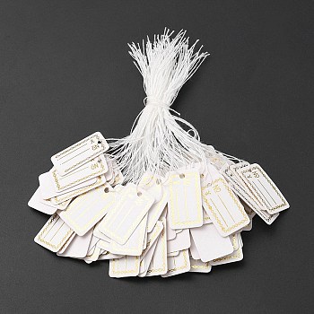 Paper Jewelry Price Tag, Writable Price Tag, Rectangle with Word NO & Chinese Yuan Sign, White, 26x15mm