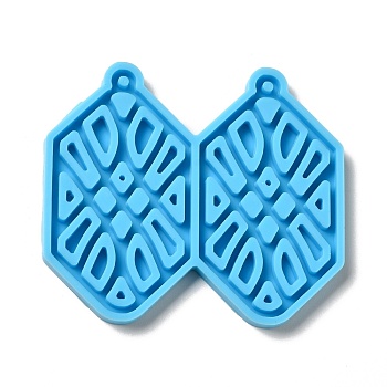 DIY Hexagon Pendant Silicone Molds, Resin Casting Molds, for UV Resin & Epoxy Resin Jewelry Making, Deep Sky Blue, 54x62x4mm, Hole: 2mm, Inner Diameter: 49.5x28mm