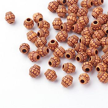 Imitation Wood Acrylic Beads, Barrel, Peru, 7x7mm, Hole: 2mm, about 3300pcs/500g