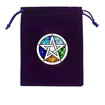 Velvet Jewelry Storage Drawstring Pouches, Rectangle Jewelry Bags, for Witchcraft Articles Storage, Star, 15x12cm
