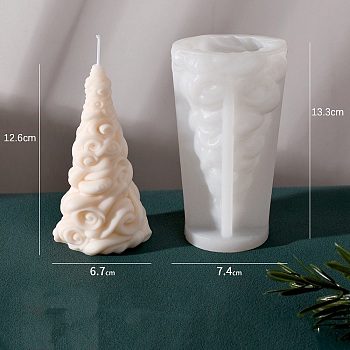 3D Christmas Tree DIY Silicone Candle Molds, Aromatherapy Candle Moulds, Scented Candle Making Molds, White, 7.4x13.3cm