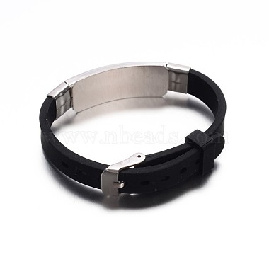 Ювелирные изделия черного цвета браслеты из резинового шнура(BJEW-G468-20)-2