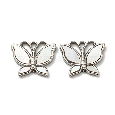Stainless Steel Color Butterfly Shell Charms