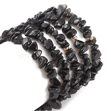 5Pcs 5 Style Natural Obsidian Chips Stretch Bracelets Set(BJEW-JB09551-03)-3