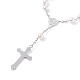 Religious Prayer Imitation Pearl Beaded Rosary Bracelet(BJEW-O140-01P)-3