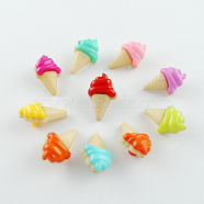 Acrylic Shank Buttons, 1-Hole, Dyed, Ice Cream, Mixed Color, 22x13x10mm, Hole: 4x3mm(BUTT-Q026-M)