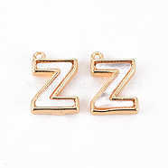Brass Charms, with Shell, Real 18K Gold Plated, Nickel Free, Letter.Z, 11x8x2mm, Hole: 0.8mm(KK-Q766-001Z-NF)