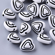 Craft Style Acrylic Beads, Heart, Black, 12x11x8mm, Hole: 1.5mm, about 1050pcs/500g(MACR-T035-006A)