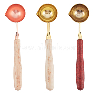 CRASPIRE Brass Wax Sticks Melting Spoon, with Wood Handle, Golden & Rose Gold, 121x30x15.3mm, 3pcs/set(AJEW-CP0002-42)