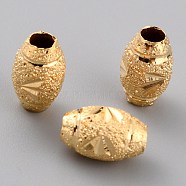 Brass Beads, Long-Lasting Plated, Barrel, Real 24K Gold Plated, 8x5mm, Hole: 2mm(KK-O133-308A-G)