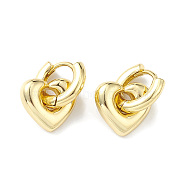 Rack Plating Brass Heart Dangle Hoop Earrings for Women, Lead Free & Cadmium Free, Real 18K Gold Plated, 18mm, Pin: 1mm(X-EJEW-H135-07G)