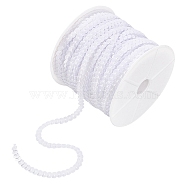 Plastic Paillette Beads, Sequins Beads, Ornament Accessories, Flat Round, White, 6mm, about 100yards/roll(PVC-Q085-6mm-L010)