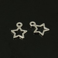 Tibetan Style Alloy Charms, Star, Christmas, Silver Color Plated, Lead Free & Cadmium Free, 14x10x2mm, Hole: 1.5mm(K0NYK021)