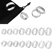 16Pcs 16 Style 201 Stainless Steel Grooved Finger Ring Settings, Ring Core Blank, for Inlay Ring Jewelry Making, Stainless Steel Color, US Size 5 1/4(15.9mm)~US Size 14(23mm), 1pc/style(STAS-UN0044-17)
