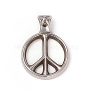 304 Stainless Steel Pendants, Peace Sign with Star, Stainless Steel Color, 34x25x3mm, Hole: 7x4mm(STAS-I132-08P)