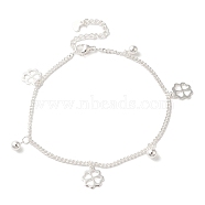 304 Stainless Steel Charm Bracelets, Curb Chain Bracelets, Clover, 8-1/2 inch(21.7cm), Clover: 12x10x1mm(BJEW-L673-022S-05)