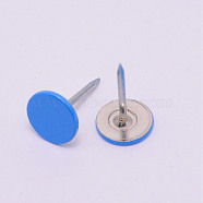 Iron Flat Head Push Pins, Drawing Pins, Thumb Tack, for Home, School, Dodger Blue, 16.3x10.5mm, Pin: 1.3mm(IFIN-WH0034-52C)