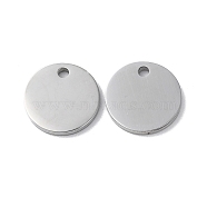 304 Stainless Steel Charms, Stamping Blank Tag, Flat Round Charm, Stainless Steel Color, 11x1.3mm, Hole: 1.6mm(STAS-Q308-09F-P)