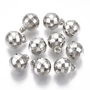 CCB Plastic Charms, for DIY Jewelry Making, Round, Silver, 13.5x10x10mm, Hole: 1.6mm, about 612pcs/360g(CCB-N003-33B-S)