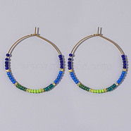 Glass Colorful Beads Hoop Earrings for Women, Ring(SX7137-2)