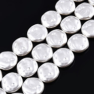 ABS Plastic Imitation Pearl Beads Strands, Flat Round, Creamy White, 18x5mm, Hole: 0.7mm, about 22pcs/strand, 15.75 inch(40cm)(KY-N015-08-B01)