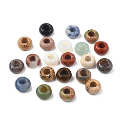 Natural & Synthetic Gemstone Beads, Large Hole Hole Beads, Rondelle, 14~15x7~10mm, Hole: 5~6mm(G-K216-01)