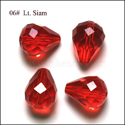 Imitation Austrian Crystal Beads, Grade AAA, Faceted, Drop, Red, 6x8mm, Hole: 0.7~0.9mm(SWAR-F062-8x6mm-06)