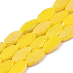 Electroplate Glass Beads Strands, AB Color Plated, Faceted, Rice, Goldenrod, 10x6x3.5mm, Hole: 1.4mm, about 50pcs/strand, 19.69~20.94 inch(50~53.2cm)(EGLA-Q125-009H)