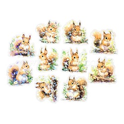 Animal Waterproof PET Stickers Set, Decorative Stickers, for Water Bottles, Laptop, Luggage, Cup, Computer, Mobile Phone, Skateboard, Guitar Stickers, Squirrel, 55~60x50~60x0.1mm, 10 style, 1pc/style, 10pcs/set(DIY-G118-03C)