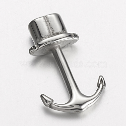 304 Stainless Steel Anchor Hook Clasps, For Leather Cord Bracelets Making, Stainless Steel Color, 31.5x20x7.5mm, Hole: 5mm(STAS-D166-98P)