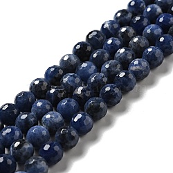 Natural Sodalite Beads Strands, Faceted(128 Facets), Round, 8.5mm, Hole: 1mm, about 45pcs/strand, 14.96 inch(38cm)(G-E571-37B)