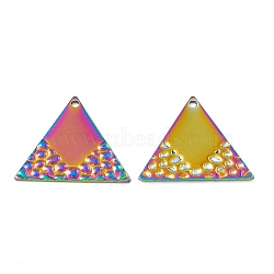 Ion Plating(IP) 304 Stainless Steel Pendants, Triangle Charm, Rainbow Color, 23x26.5x1mm, Hole: 1.5mm(STAS-B031-18R)
