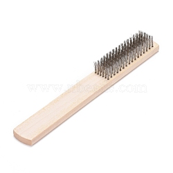 Wire Brush, with Wooden Handle, for Cultural Relics Cleaning, Stainless Steel Color, 205x25x13mm(AJEW-WH0017-90B)