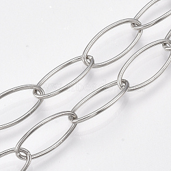 304 Stainless Steel Cable Chains, Soldered, Oval, Stainless Steel Color, 20x10x1mm(STAS-T045-04)