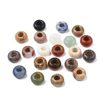 Natural & Synthetic Gemstone Beads, Large Hole Hole Beads, Rondelle, 14~15x7~10mm, Hole: 5~6mm