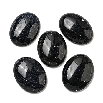 Synthetic Blue Goldstone Cabochons, Oval, 30x21.5~22x5~8.5mm