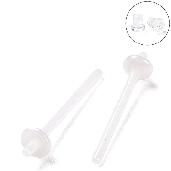 Hypoallergenic Bioceramics Zirconia Ceramic Earring Settings, for Half Drilled Beads, No Fading and Nickel Free, WhiteSmoke, 3x13.5mm, Pin: 0.8mm