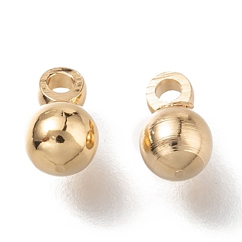 Brass Charms, Long-Lasting Plated, Round, Real 24K Gold Plated, 6x4mm, Hole: 1.2mm