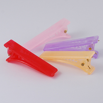 Plastic Alligator Hair Clip Findings, Rectangle, Mixed Color, 42x9mm